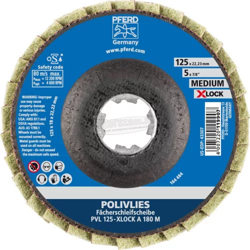 PFERD POLIVLIES legyezőlapos csiszolótárcsa PVL 125-X-LOCK A 180 M 44694212
