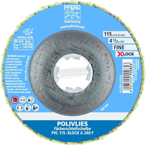 PFERD POLIVLIES legyezőlapos csiszolótárcsa PVL 115-X-LOCK A 240 F 44694203