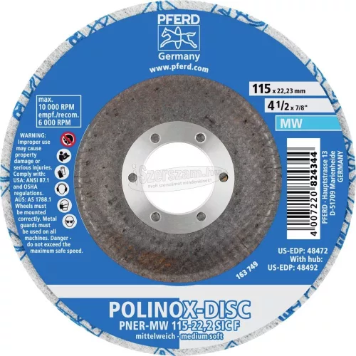 PFERD POLINOX kompakt vlies csiszolókorong DISC PNER-MW 115-22,2 SiC F 44690722