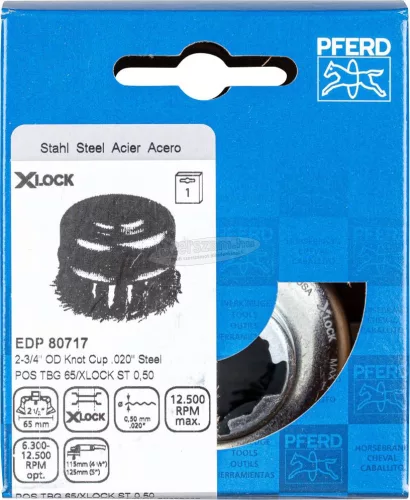 PFERD fazékkefe menettel, fonott POS TBG 65/X-LOCK ST 0,50 43305026