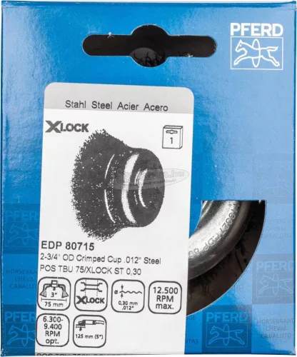 PFERD fazékkefe menettel, fonatlan POS TBU 75/X-LOCK ST 0,30 43469006