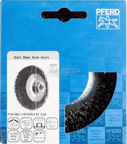 PFERD kúpos kialakítású kefe menettel, fonatlan POS KBU 11510/M14 ST 0,35 43316021