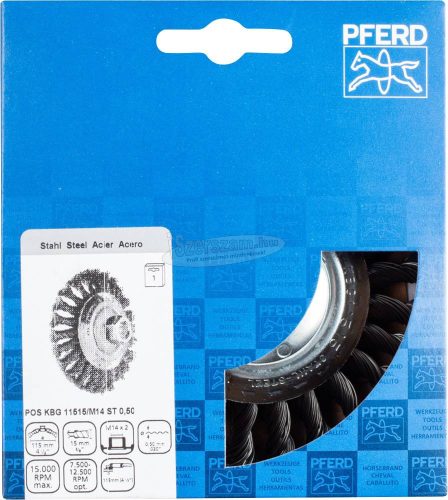 PFERD kúpos kialakítású kefe menettel, fonott POS KBG 11515/M14 ST 0,50 43315001