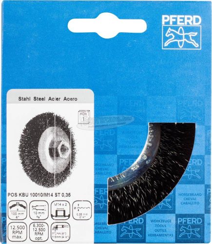 PFERD kúpos kialakítású kefe menettel, fonatlan POS KBU 10010/M14 ST 0,35 43316001