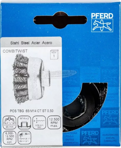 PFERD fazékkefe menettel, fonott POS TBG 65/M14 CT ST 0,50 43305051