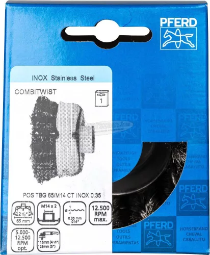 PFERD fazékkefe menettel, fonott POS TBG 65/M14 CT INOX 0,35 43305043