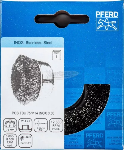 PFERD fazékkefe menettel, fonatlan POS TBU 75/M14 INOX 0,30 43469003