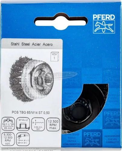 PFERD fazékkefe menettel, fonott POS TBG 65/M14 ST 0,50 43305001