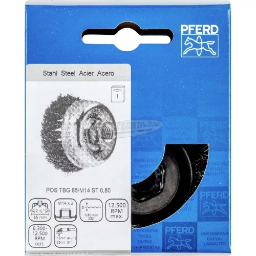 PFERD fazékkefe menettel, fonott POS TBG 65/M14 ST 0,80 43305018