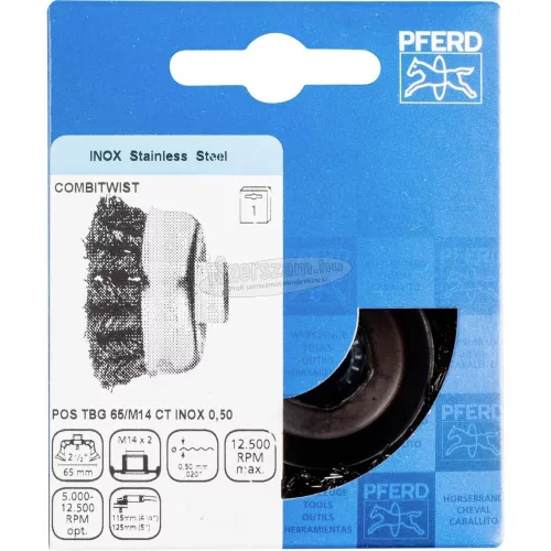PFERD fazékkefe menettel, fonott POS TBG 65/M14 CT INOX 0,50 43305053