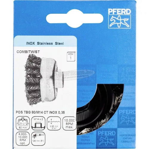 PFERD fazékkefe menettel, fonott POS TBG 80/M14 CT INOX 0,35 43306063