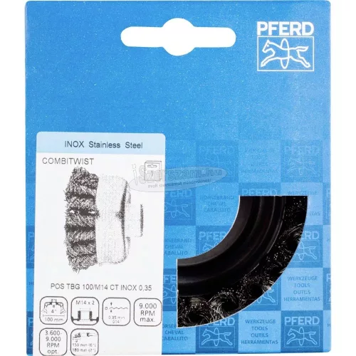 PFERD fazékkefe menettel, fonott POS TBG 100/M14 CT INOX 0,35 43308063