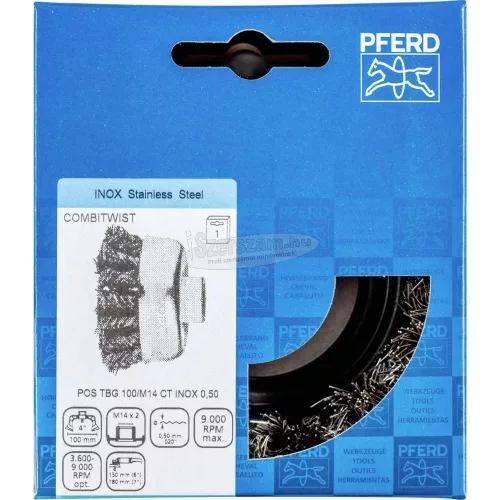 PFERD fazékkefe menettel, fonott POS TBG 100/M14 CT INOX 0,50 43308065