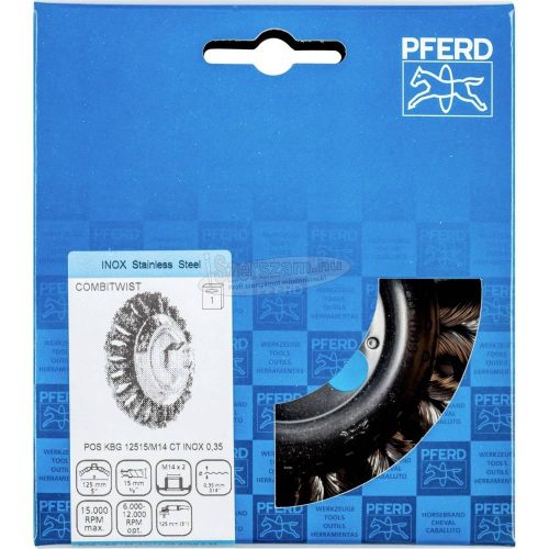 PFERD kúpos kialakítású kefe menettel, fonott POS KBG 12515/M14 CT INOX 0,35 43317013