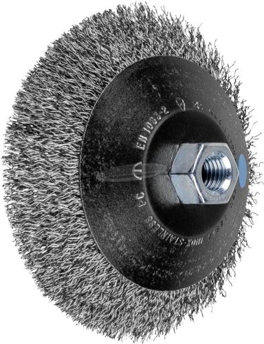 PFERD kúpos kialakítású kefe menettel, fonatlan POS KBU 12510/M14 INOX 0,35 43220121