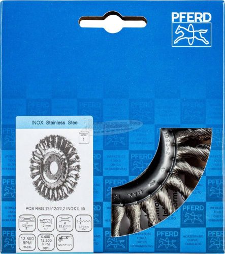 PFERD fonott körkefe POS RBG 12512/22,2 INOX 0,35 43303006