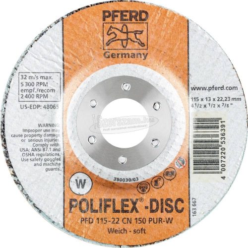 PFERD Poliflex-korong PFD 115-22 CN 150 PUR-W 41130015