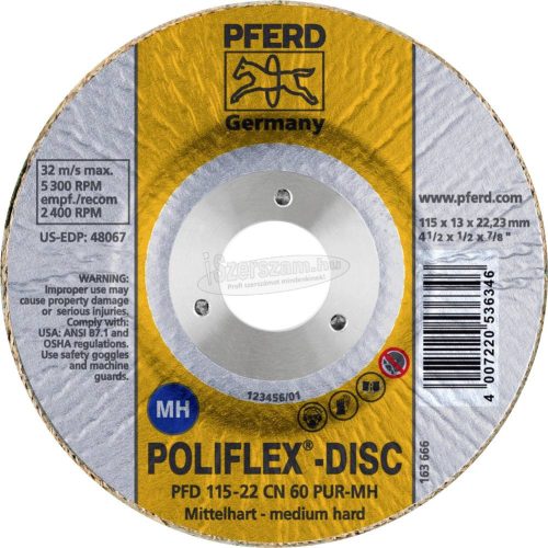 PFERD Poliflex-korong PFD 115-22 CN 60 PUR-MH 41130106