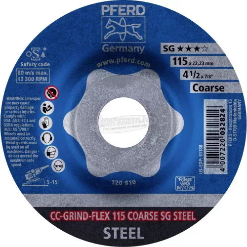 PFERD CC-GRIND csiszolókorong CC-GRIND-FLEX 115 SG STEEL COARSE 64188115