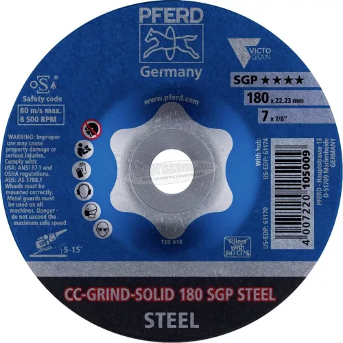 PFERD CC-GRIND csiszolókorong CC-GRIND-SOLID 180 SGP STEEL 64187180