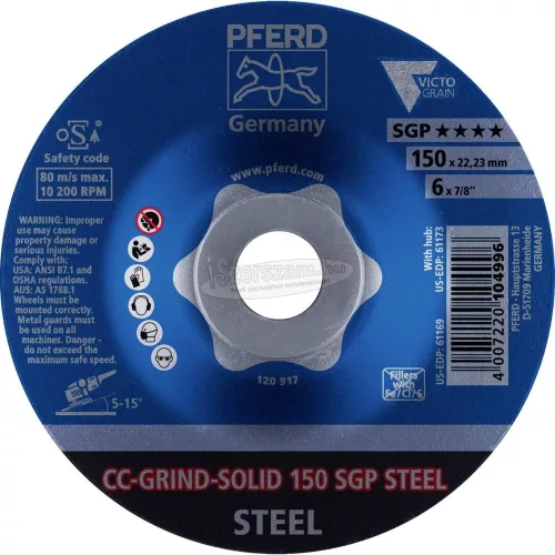 PFERD CC-GRIND csiszolókorong CC-GRIND-SOLID 150 SGP STEEL 64187150