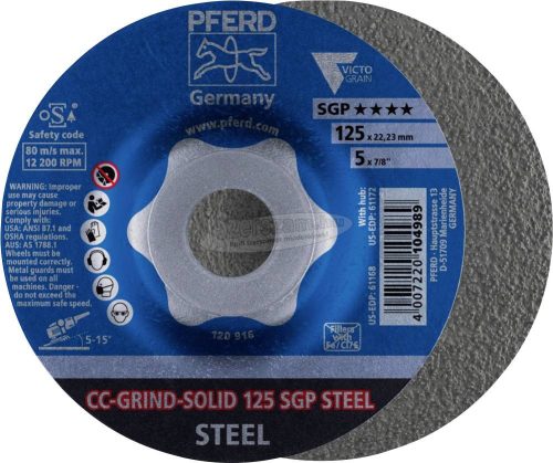PFERD CC-GRIND csiszolókorong CC-GRIND-SOLID 125 SGP STEEL 64187126