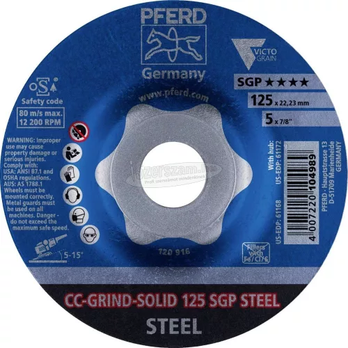 PFERD CC-GRIND csiszolókorong CC-GRIND-SOLID 125 SGP STEEL 64187126