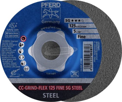 PFERD CC-GRIND csiszolókorong CC-GRIND-FLEX 125 SG STEEL FINE 64187125