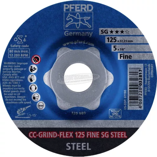 PFERD CC-GRIND csiszolókorong CC-GRIND-FLEX 125 SG STEEL FINE 64187125