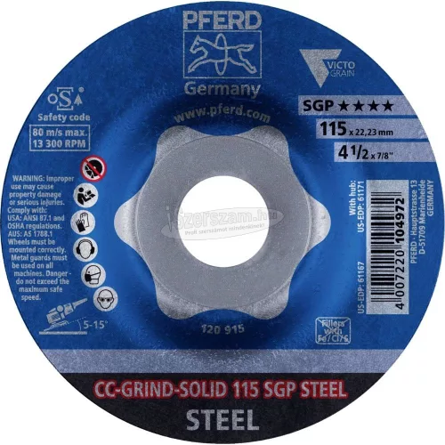 PFERD CC-GRIND csiszolókorong CC-GRIND-SOLID 115 SGP STEEL 64187116