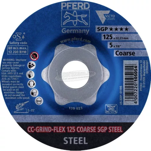 PFERD CC-GRIND csiszolókorong CC-GRIND-FLEX 125 COARSE SGP STEEL 64188126