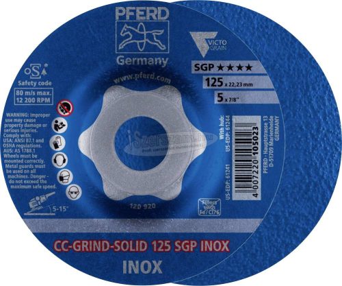 PFERD CC-GRIND csiszolókorong CC-GRIND-SOLID 125 SGP INOX 64189125