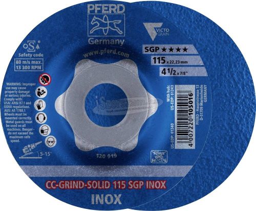 PFERD CC-GRIND csiszolókorong CC-GRIND-SOLID SGP INOX több méretben