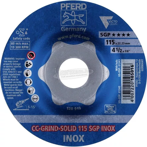 PFERD CC-GRIND csiszolókorong CC-GRIND-SOLID SGP INOX több méretben
