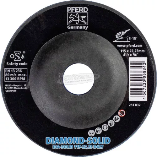 PFERD CC-GRIND-SOLID-DIAMOND gyémántszemcsés csiszolókorong 115-22,23 D 427 36611542