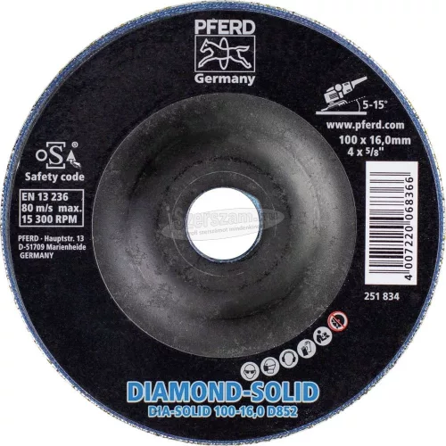 PFERD CC-GRIND-SOLID-DIAMOND gyémántszemcsés csiszolókorong 100-16,0 D 852 36610085