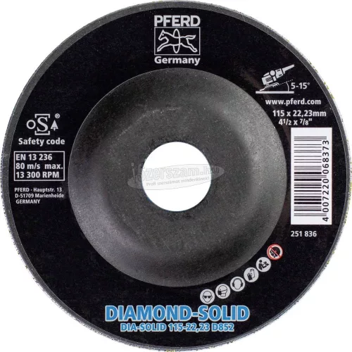 PFERD CC-GRIND-SOLID-DIAMOND gyémántszemcsés csiszolókorong 115-22,23 D 852 36611585