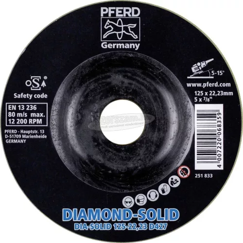 PFERD CC-GRIND-SOLID-DIAMOND gyémántszemcsés csiszolókorong 125-22,23 D 427 36612542
