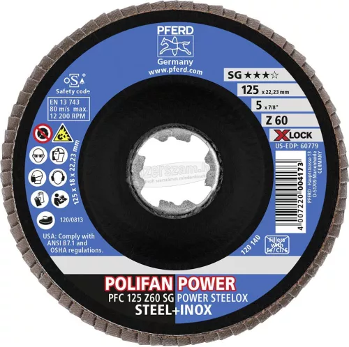 PFERD POLIFAN legyezőlapos csiszolókorong PFC 125 Z 60 SG POWER STEELOX/X-LOCK 67786126