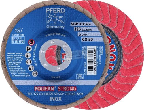 PFERD POLIFAN legyezőlapos csiszolókorong PFC 125 CO-FREEZE 50 SGP STRONG INOX 67789125