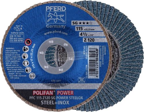 PFERD POLIFAN legyezőlapos csiszolókorong PFC Z SG POWER STEELOX több változatban