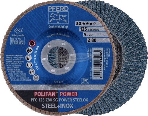 PFERD POLIFAN legyezőlapos csiszolókorong PFC 125 Z 80 SG POWER STEELOX 67788126