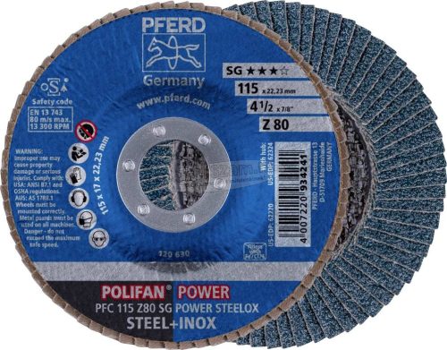 PFERD POLIFAN legyezőlapos csiszolókorong PFC 115 Z 80 SG POWER STEELOX 67788116
