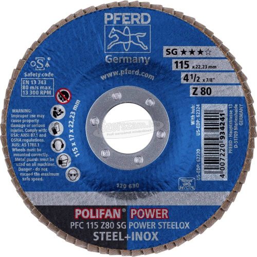 PFERD POLIFAN legyezőlapos csiszolókorong PFC 115 Z 80 SG POWER STEELOX 67788116