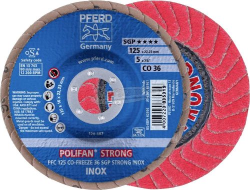 PFERD POLIFAN legyezőlapos csiszolókorong PFC 125 CO-FREEZE 36 SGP STRONG INOX 67789025