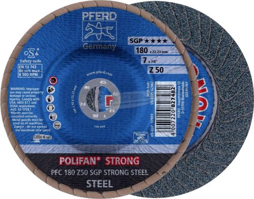 PFERD POLIFAN legyezőlapos csiszolókorong PFC 180 Z 50 SGP STRONG STEEL 67788180