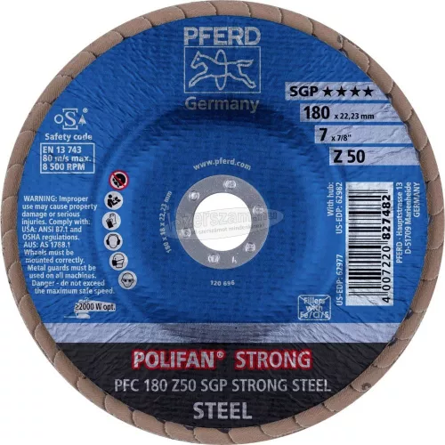 PFERD POLIFAN legyezőlapos csiszolókorong PFC 180 Z 50 SGP STRONG STEEL 67788180
