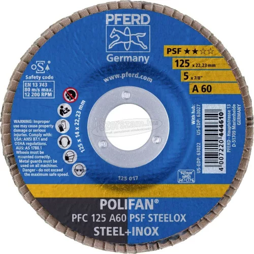PFERD POLIFAN legyezőlapos csiszolókorong PFC 125 A 60 PSF STEELOX 67746125