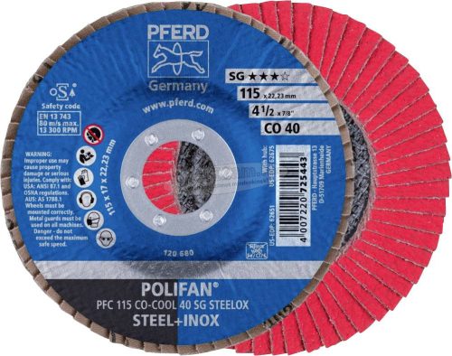 PFERD POLIFAN legyezőlapos csiszolókorong PFC 115 CO-COOL 40 SG STEELOX 67760415