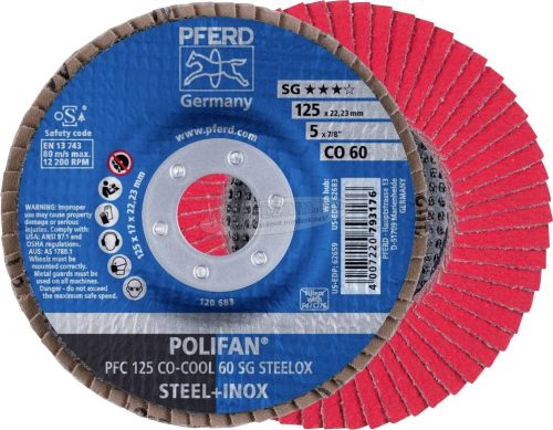 PFERD POLIFAN legyezőlapos csiszolókorong PFC 125 CO-COOL 60 SG STEELOX 67760625